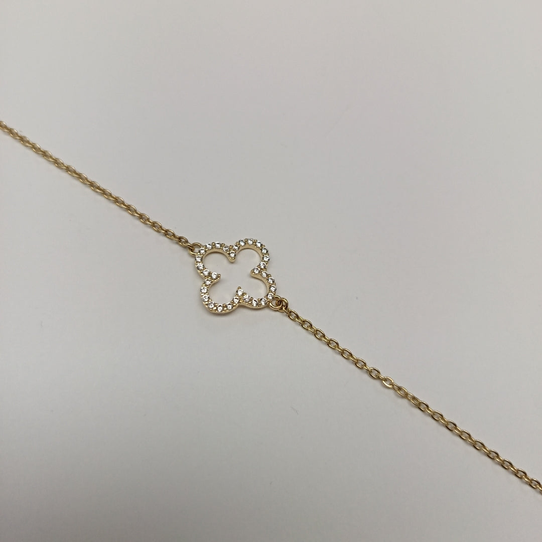 PULSERA TEJIDO ESPECIAL C CIRCONIAS 14K 18 CM 1.8 GR (NUEVO)