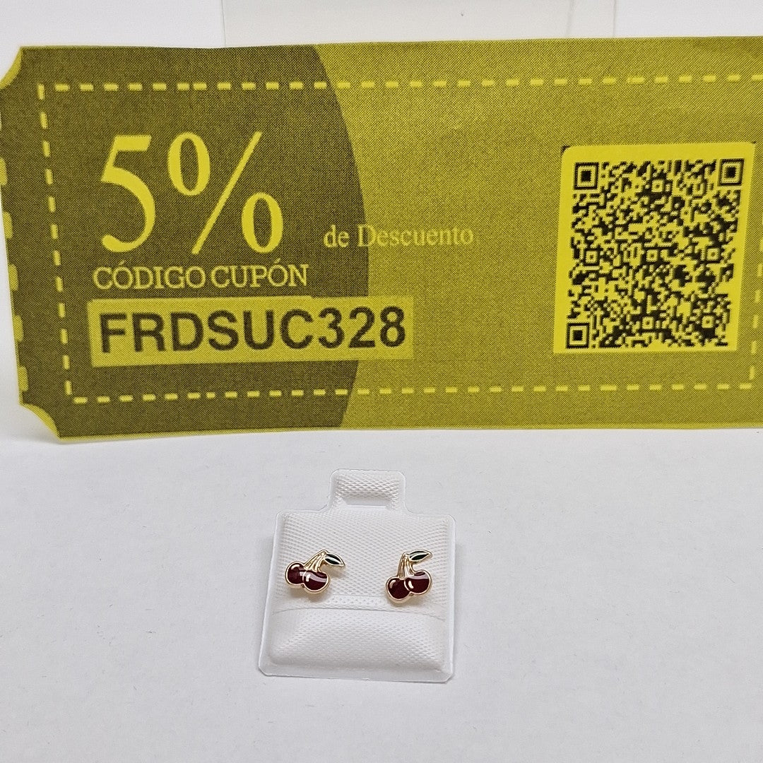 BROQUELES BROQUE FIG CEREZA C ESMALTE 14K 0.2203 GR (NUEVO)