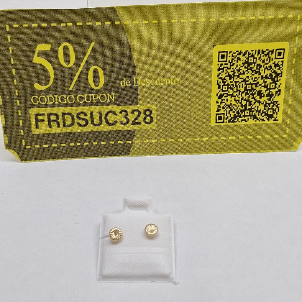 BROQUELES BROQUEL FIG BOTON RAYADO 14K 0.1577 GR (NUEVO)