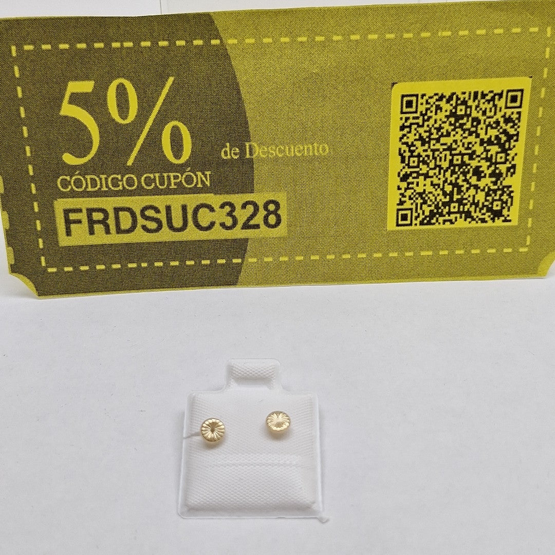 BROQUELES BROQUEL FIG BOTON RAYADO 14K 0.1577 GR (NUEVO)