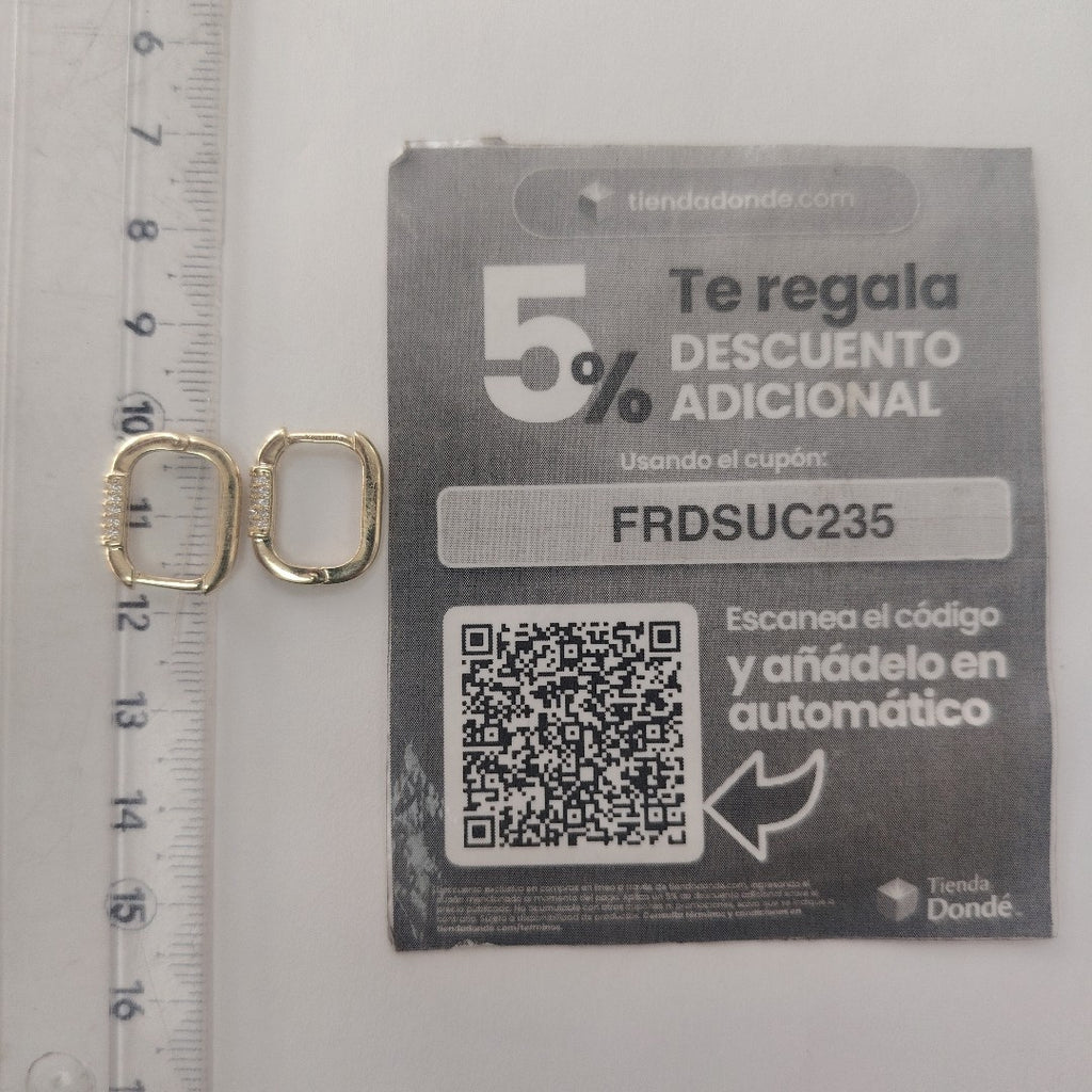 ARETES HUGGIES OVALADA C CIRCONIAS 14K 2.4 GR (NUEVO)