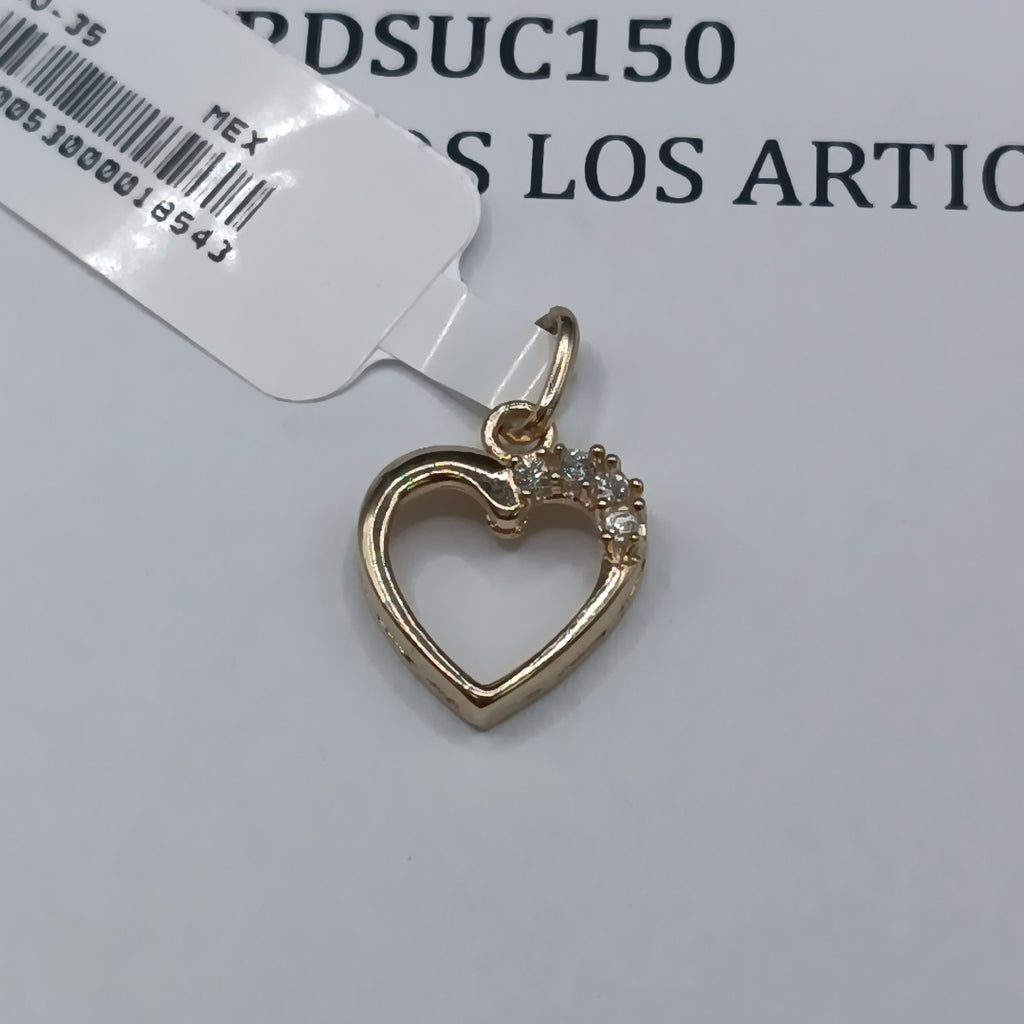 DIJE CORAZON CON CIRCONIAS 14K 1.4 GR (NUEVO)