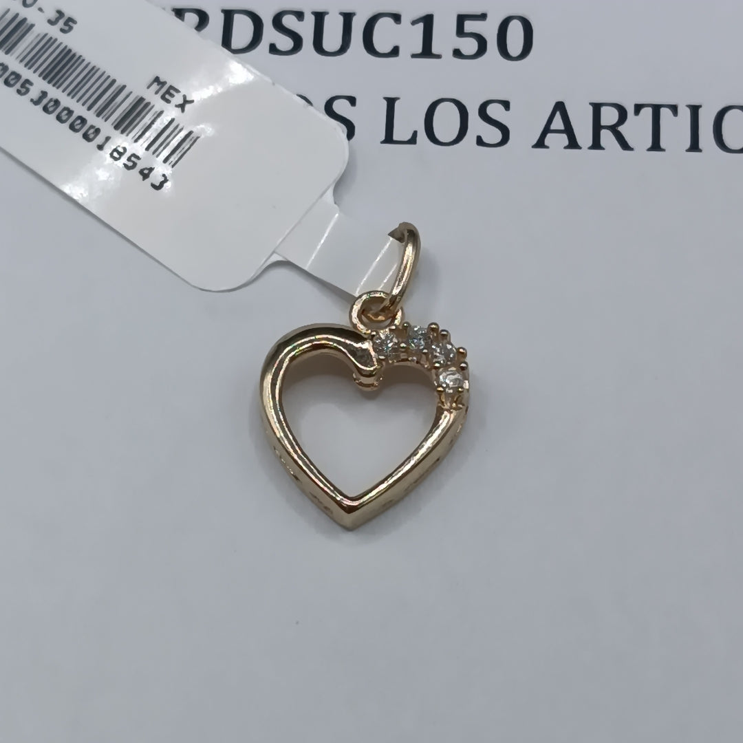 DIJE CORAZON CON CIRCONIAS 14K 1.4 GR (NUEVO)