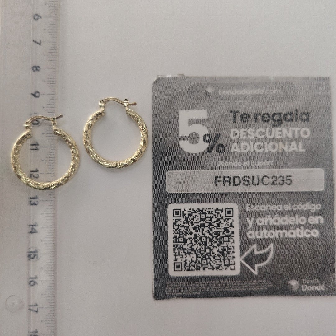 ARETES TEJIDO ARRACADA LABRADA 14K 2.4 GR (NUEVO)