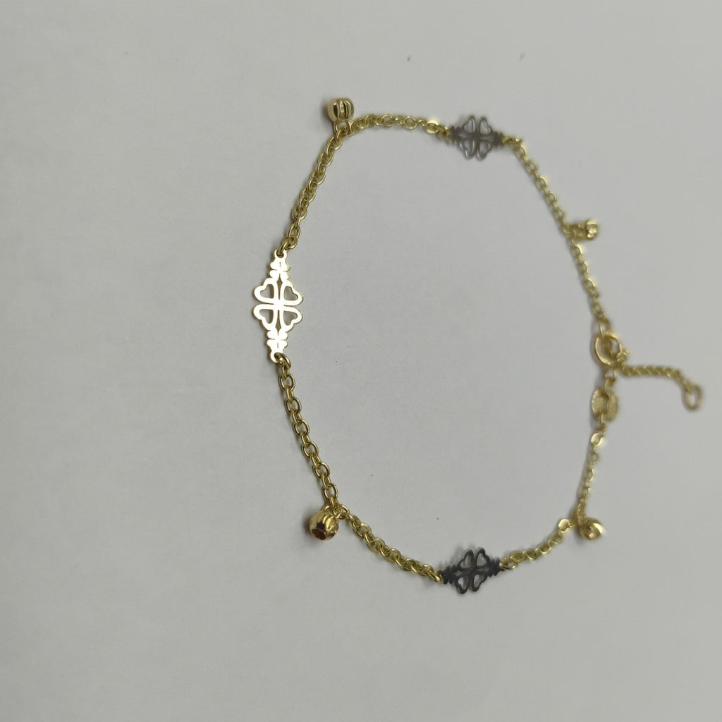 PULSERA ESPECIAL CON TREBOL 14K 18 CM 1.8 GR (NUEVO)