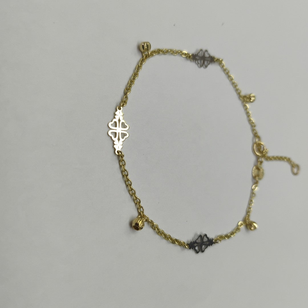 PULSERA ESPECIAL CON TREBOL 14K 18 CM 1.8 GR (NUEVO)