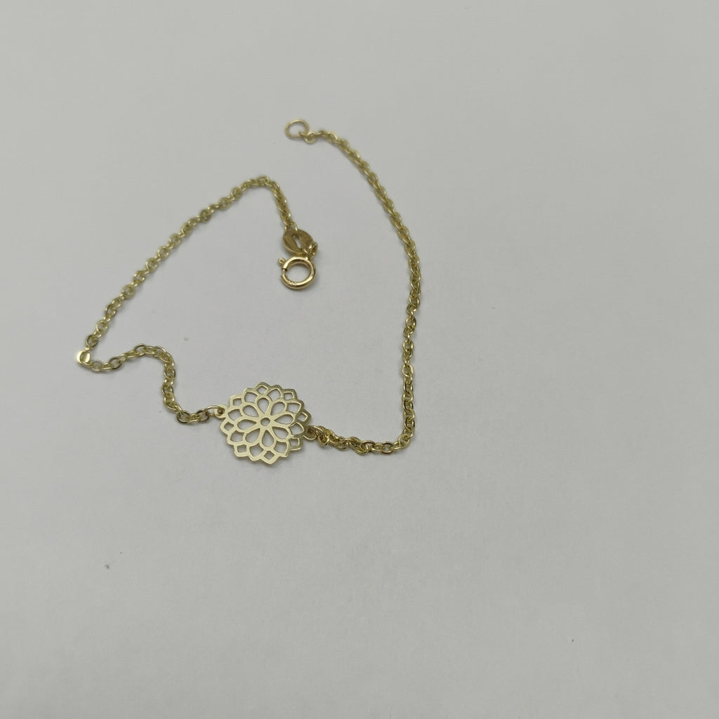 PULSERA TEJIDO ESPECIAL CON MANDALA 14K 18 CM 1.3 GR (NUEVO)