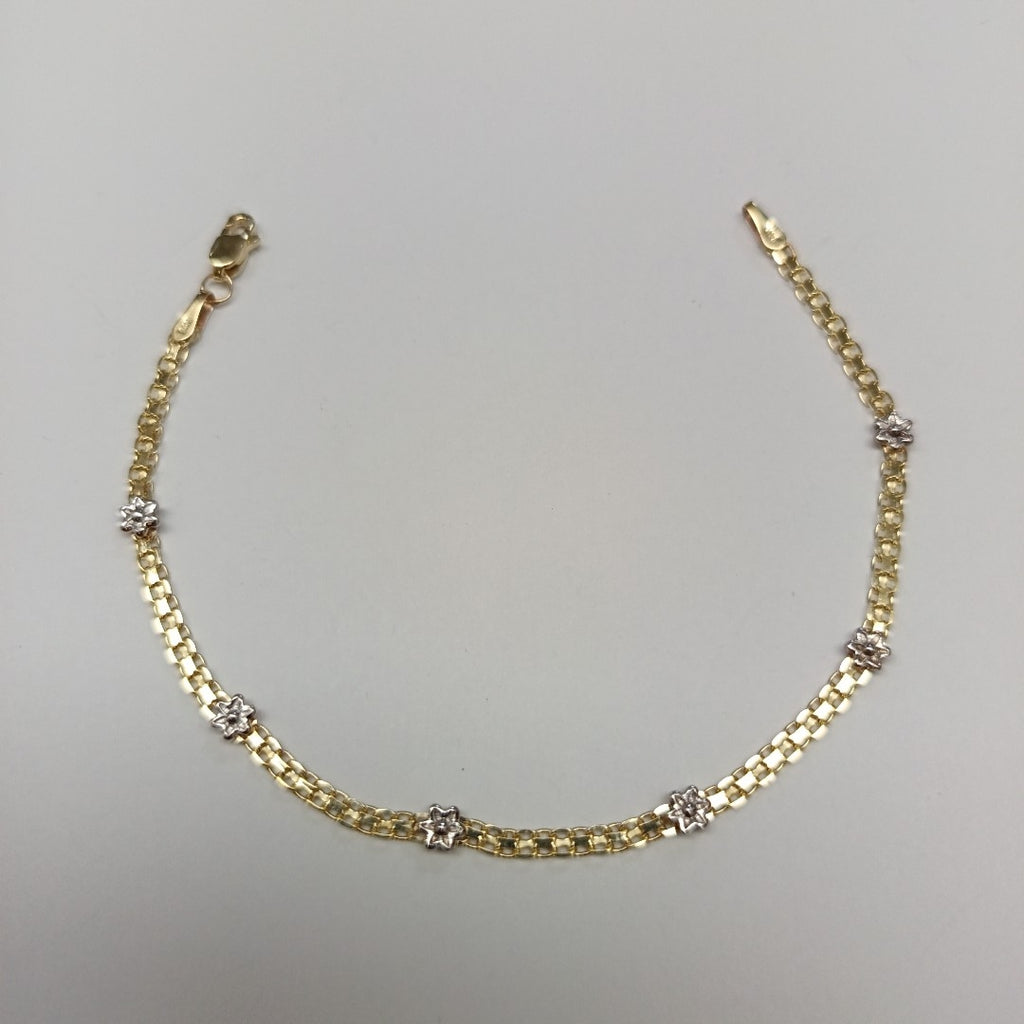 PULSERA ESPECIAL C FLORES 14K 18 CM 2.9 GR (NUEVO)