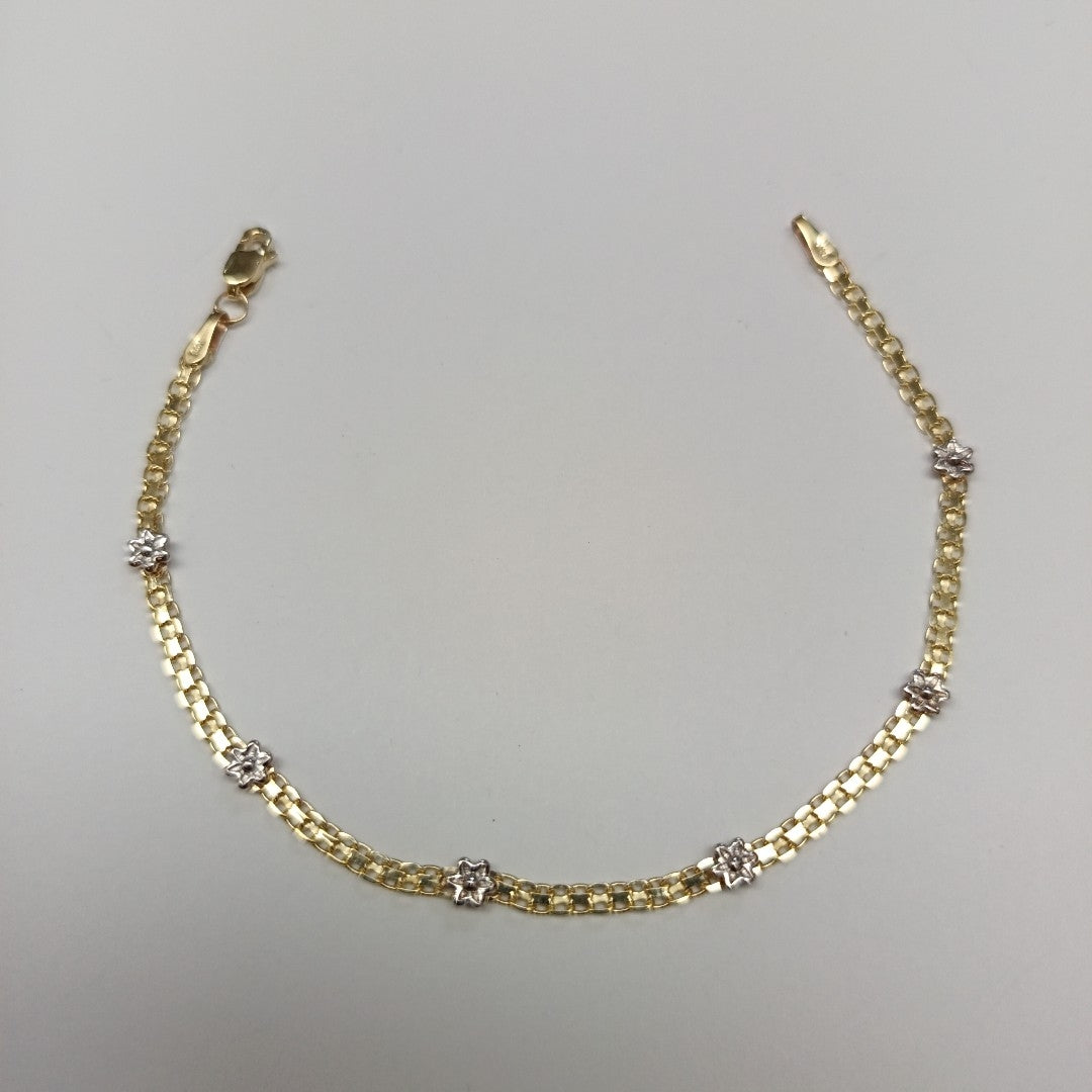 PULSERA ESPECIAL C FLORES 14K 18 CM 2.9 GR (NUEVO)