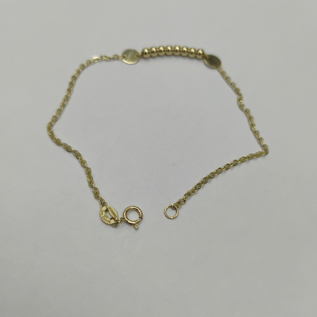 PULSERA TEJIDO ESPECIAL CON BOLITAS 14K 18 CM 1.8 GR (NUEVO)