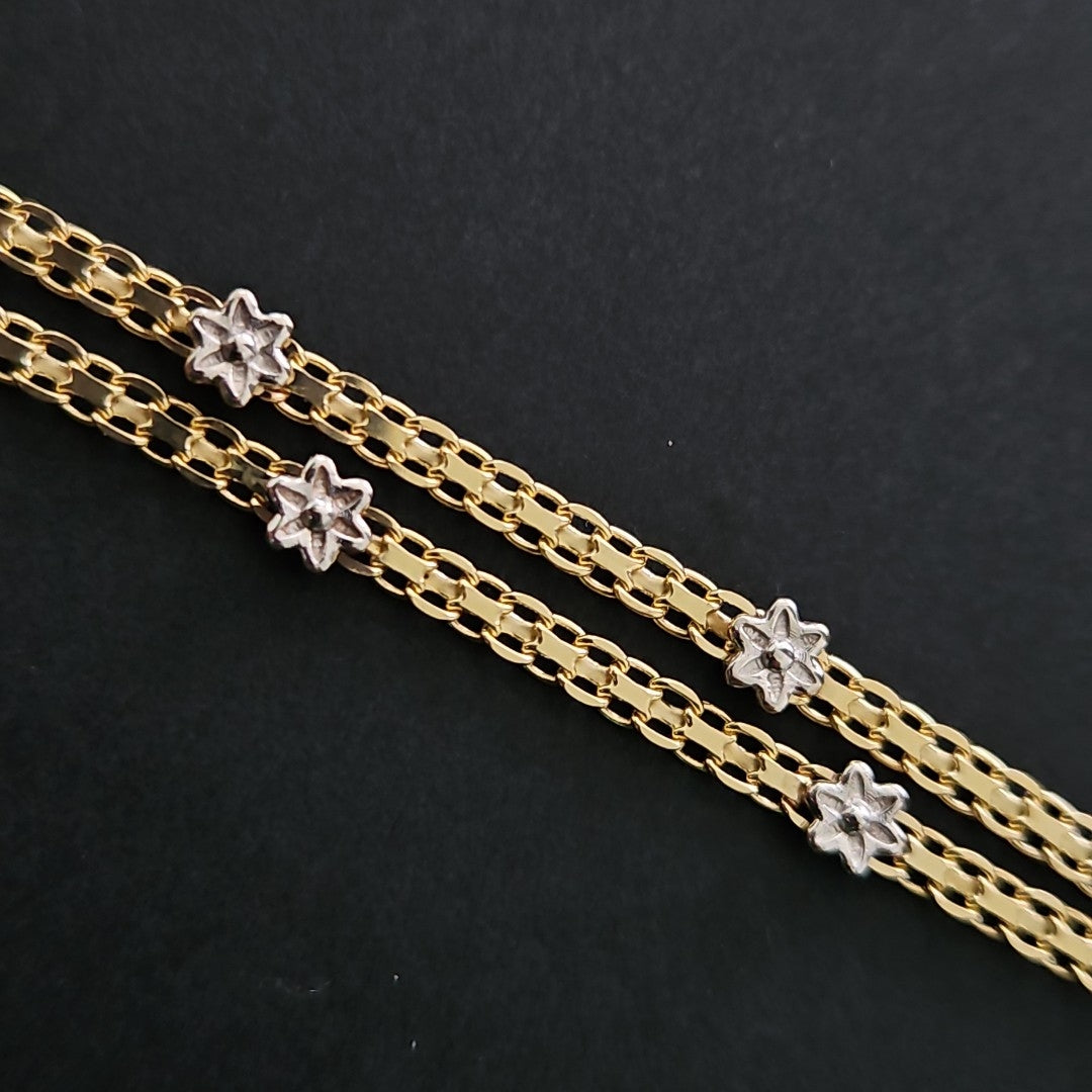 PULSERA ESPECIAL C FLORES 14K 18 CM 3 GR (NUEVO)