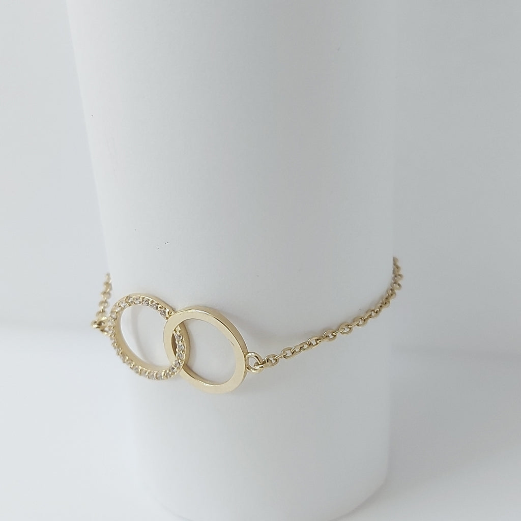 PULSERA TEJIDO ESPECIAL FIG AROS UNIDOS C CIRCS 14K 18 CM 2.1 GR (NUEVO)
