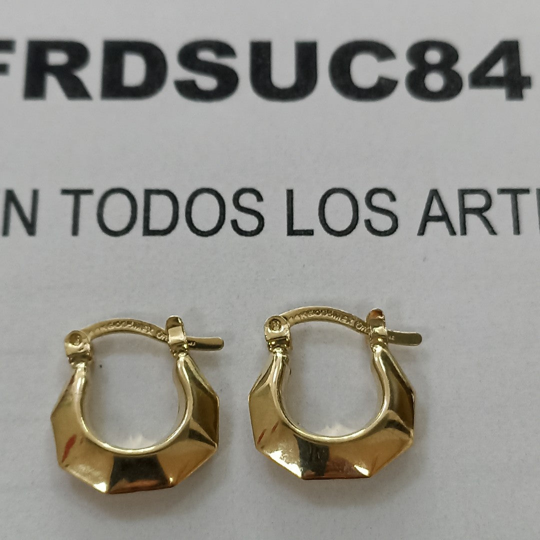 ARETES TEJIDO ARRACADA FACETADA 14K 1.3 GR (NUEVO)