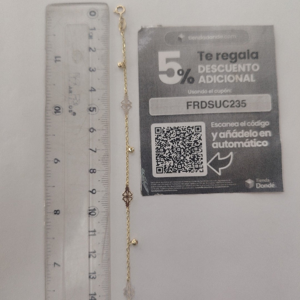 PULSERA ESPECIAL CON TREBOL 14K 18 CM 1.9 GR (NUEVO)