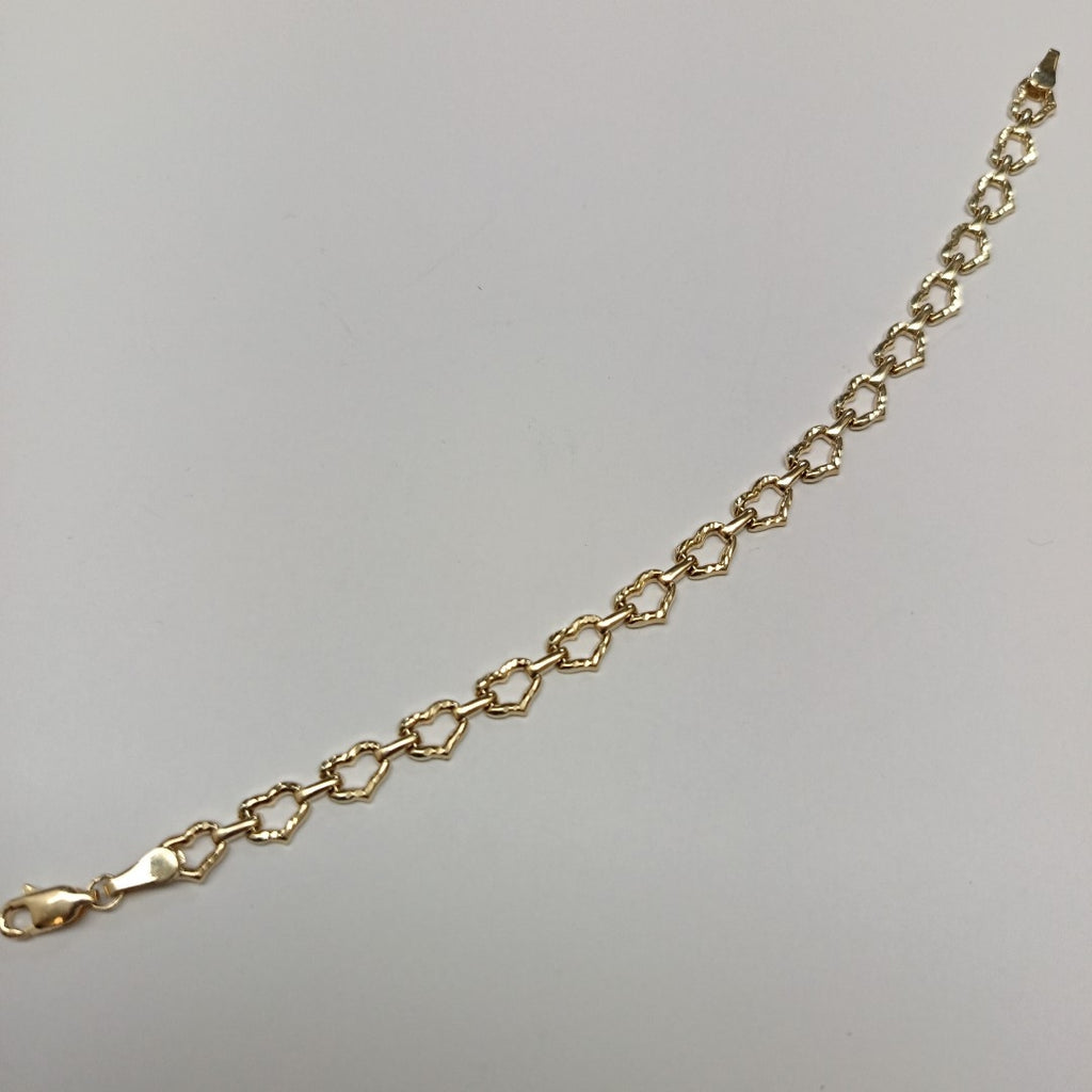 PULSERA ESPECIAL CON CORAZONES 14K 18 CM 4.1 GR (NUEVO)