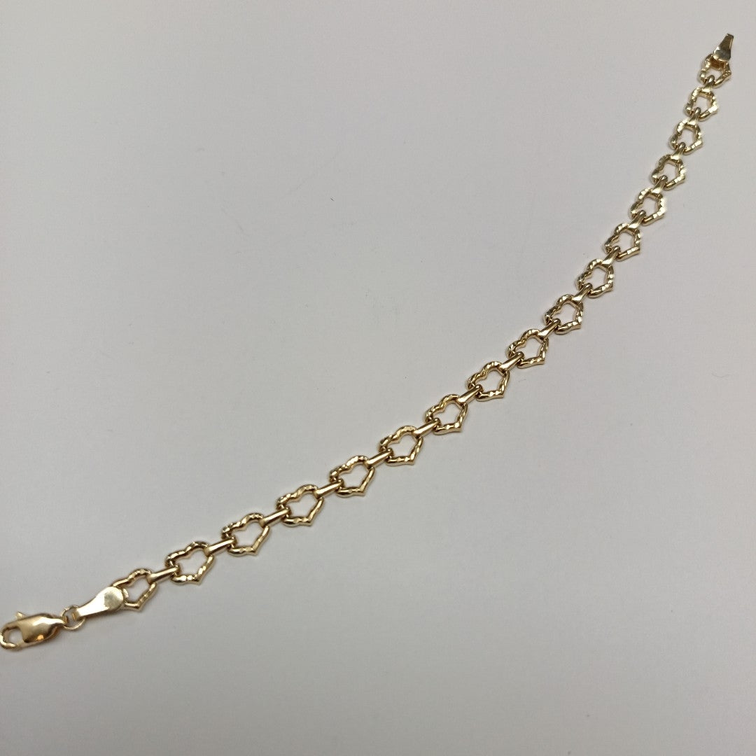 PULSERA ESPECIAL CON CORAZONES 14K 18 CM 4.1 GR (NUEVO)