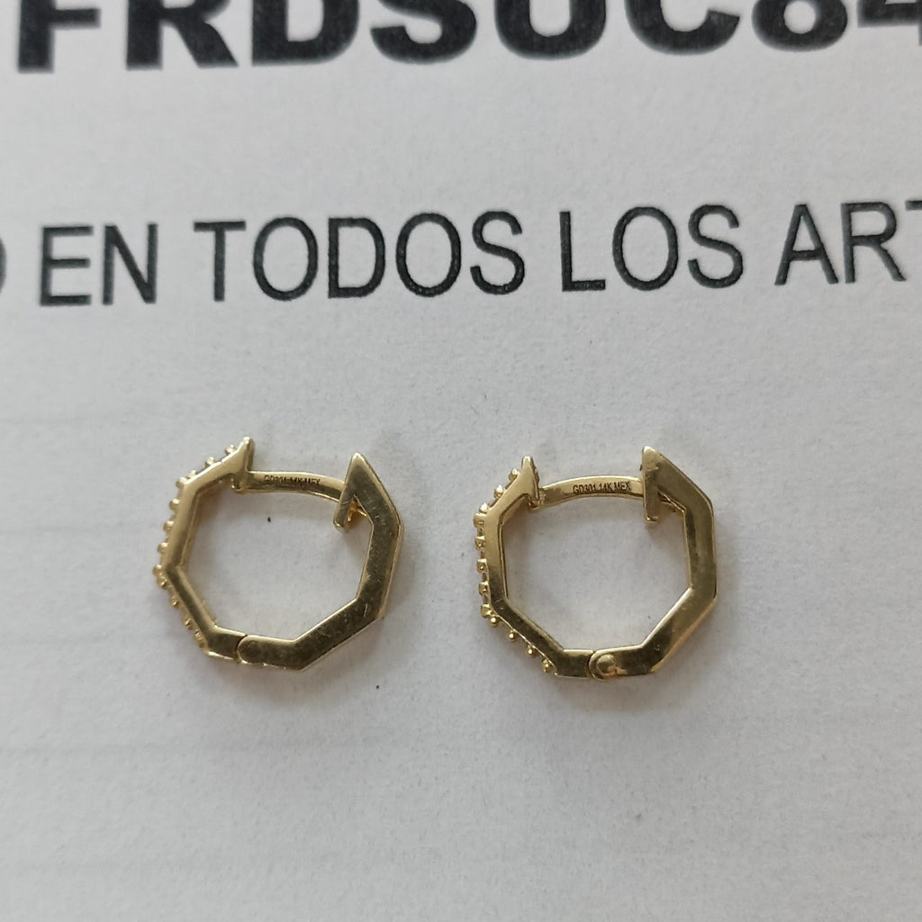 ARETES HUGIES C CIRCONIAS 14K 1.5 GR (NUEVO)