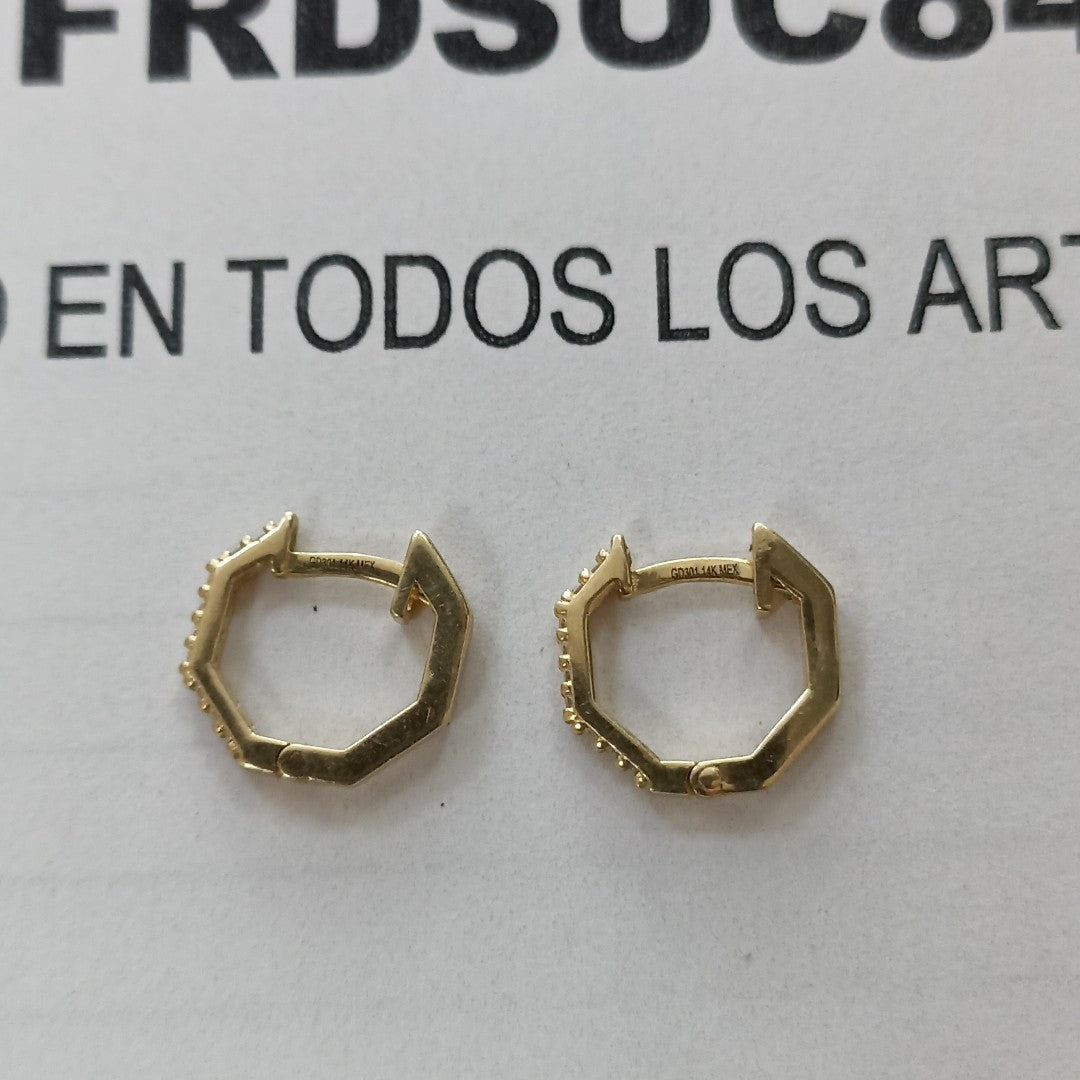 ARETES HUGIES C CIRCONIAS 14K 1.5 GR (NUEVO)