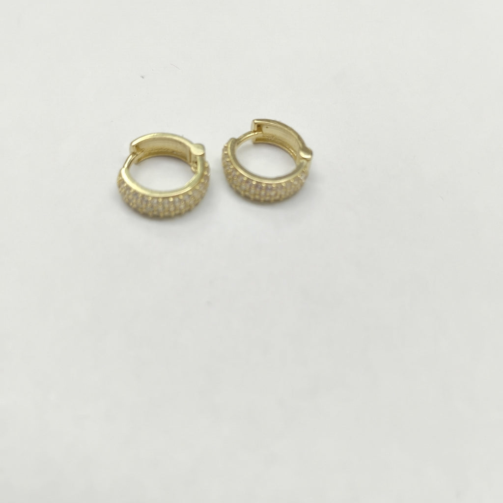 ARETES HUGGIE CON CIRCONIAS 14K 2.1 GR (NUEVO)