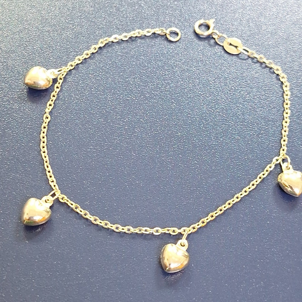 PULSERA ESP CON FIG CORAZONES 14K 18 CM 1.8 GR (NUEVO)