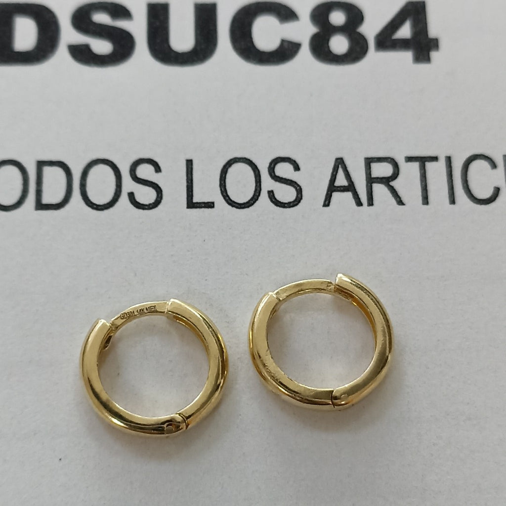 ARETES HUGGIES LISAS 14K 1.4 GR (NUEVO)