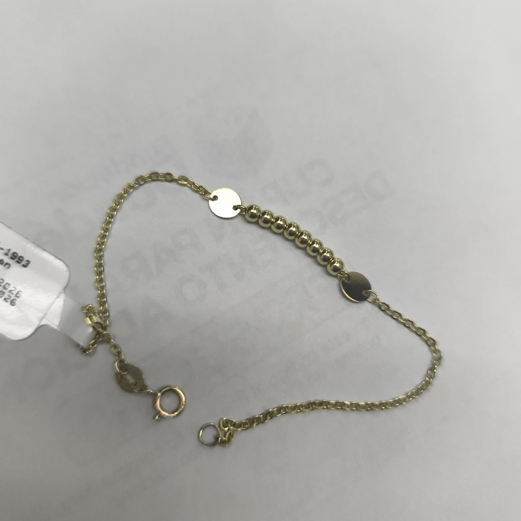 PULSERA TEJIDO ESPECIAL CON BOLITAS 14K 18 CM 1.8 GR (NUEVO)