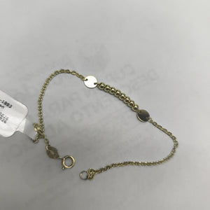 PULSERA TEJIDO ESPECIAL CON BOLITAS 14K 18 CM 1.8 GR (NUEVO)
