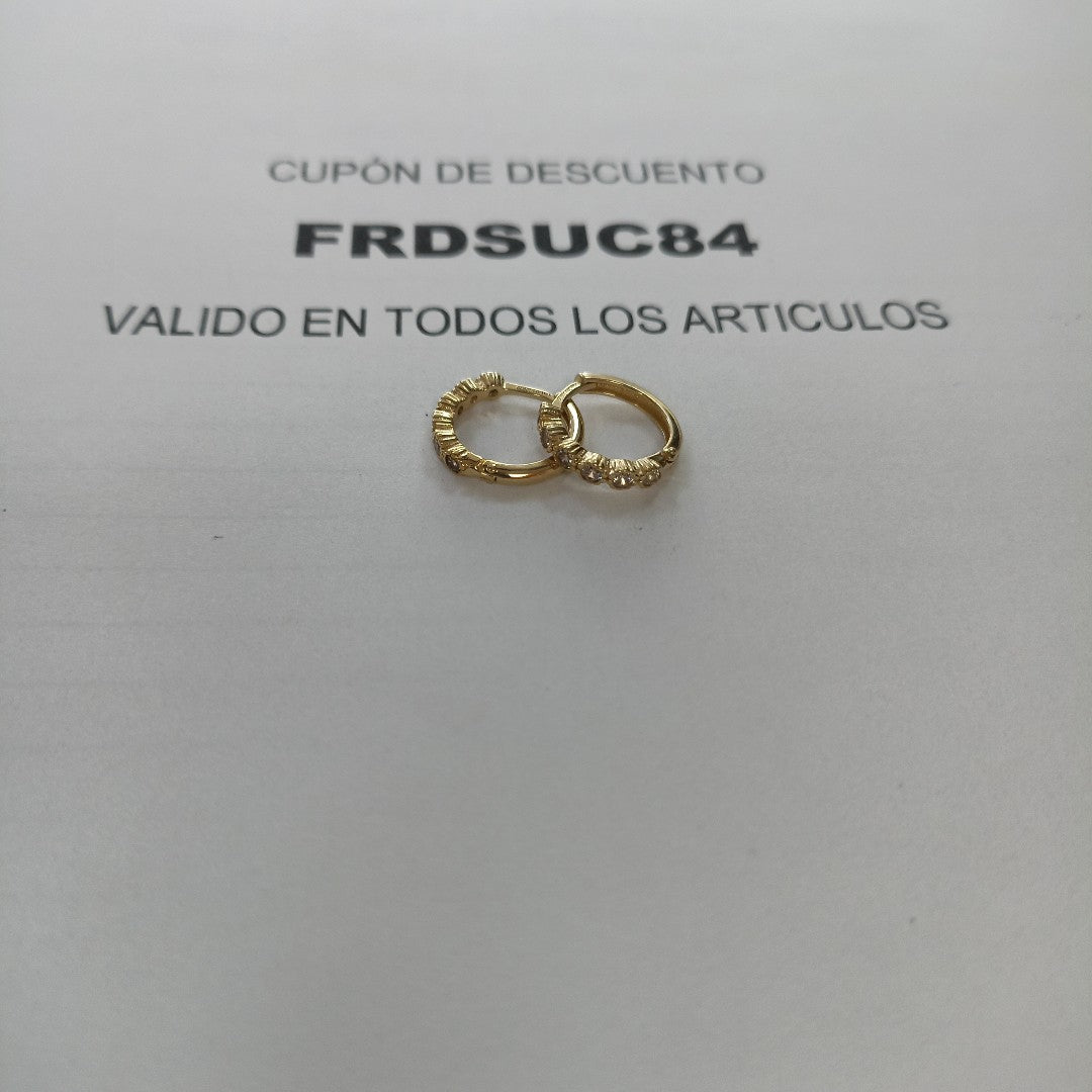 ARETES ARRACADA C CIRCONIAS 14K 2 GR (NUEVO)