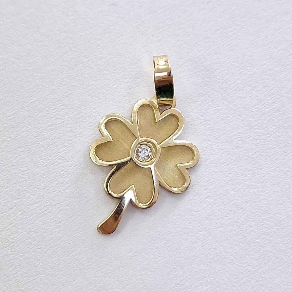 DIJE FIG TREBOL C CIRCONIA 14K 0.8 GR (NUEVO)