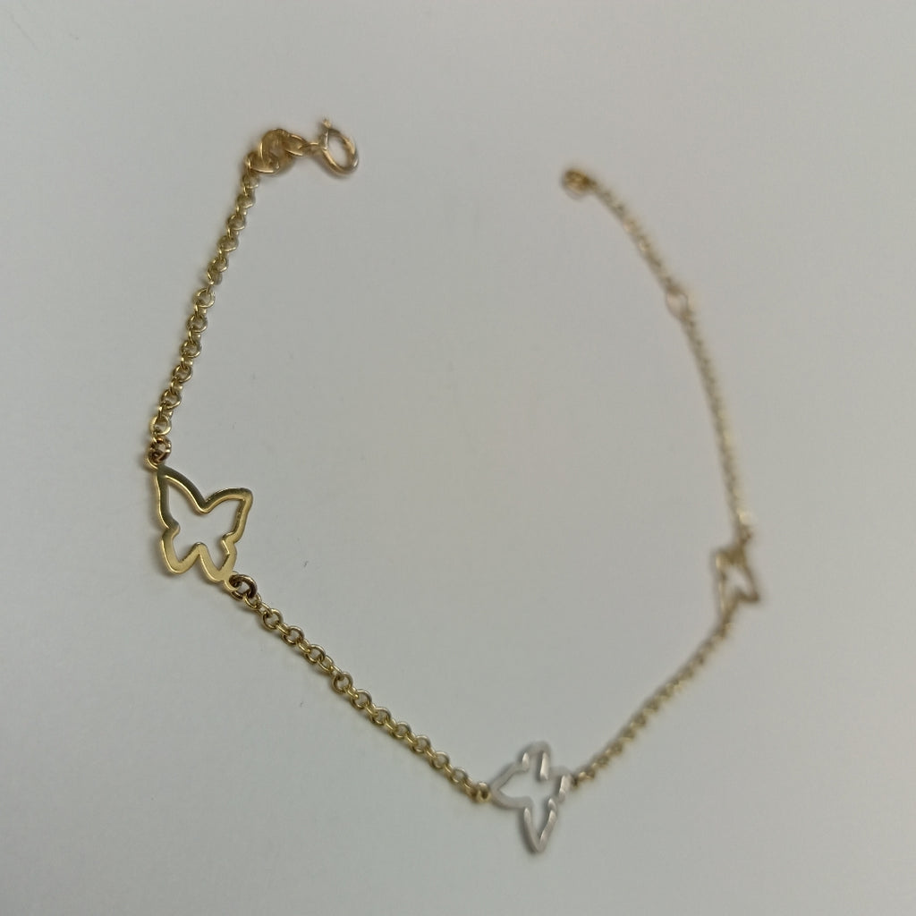 PULSERA ESPECIAL C MARIPOSAS 14K 18 CM 1.7 GR (NUEVO)
