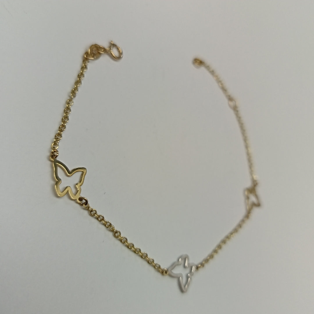 PULSERA ESPECIAL C MARIPOSAS 14K 18 CM 1.7 GR (NUEVO)
