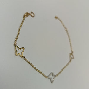 PULSERA ESPECIAL C MARIPOSAS 14K 18 CM 1.7 GR (NUEVO)