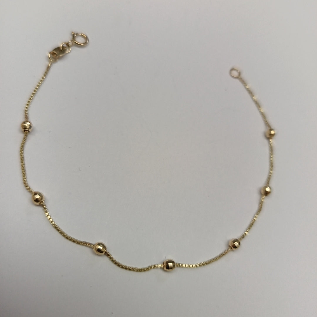 PULSERA ESPECIAL CON BOLITAS 14K 18 CM 1.4 GR (NUEVO)