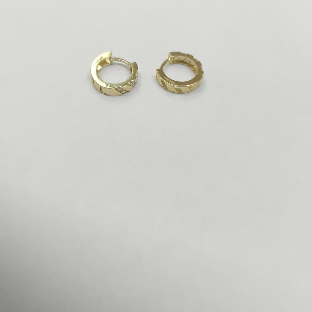 ARETES HUGGIES CON CIRCONIAS 14K 2.2 GR (NUEVO)