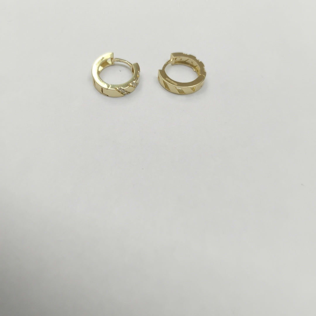 ARETES HUGGIES CON CIRCONIAS 14K 2.2 GR (NUEVO)