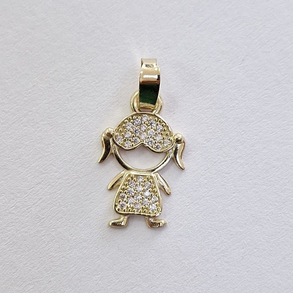 DIJE TEJIDO NIÑA CON CIRCONIAS 14K 0.8 GR (NUEVO)