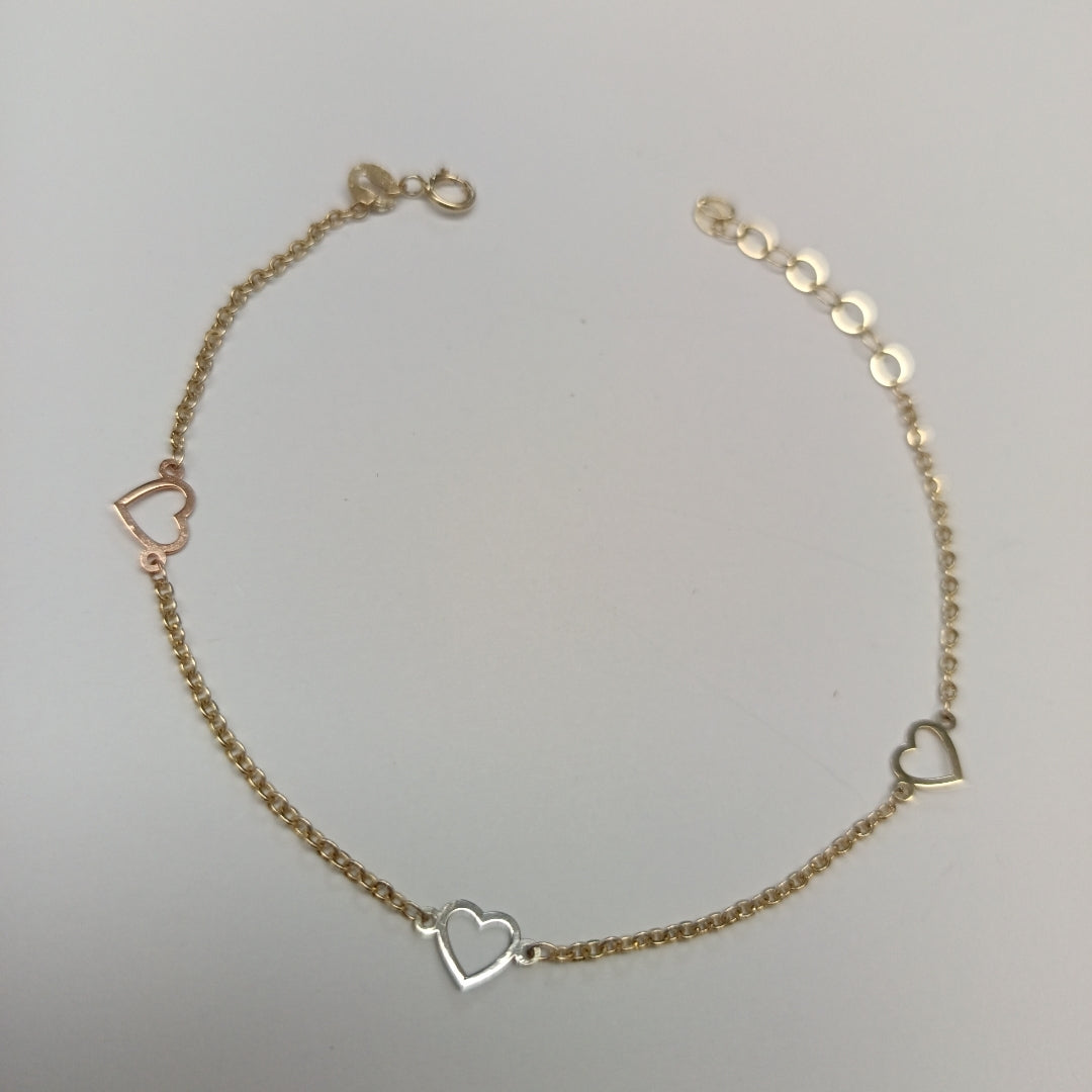 PULSERA ESPECIAL CON CORAZONES 10K 18 CM 1.2 GR (NUEVO)