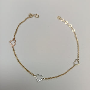PULSERA ESPECIAL CON CORAZONES 10K 18 CM 1.2 GR (NUEVO)