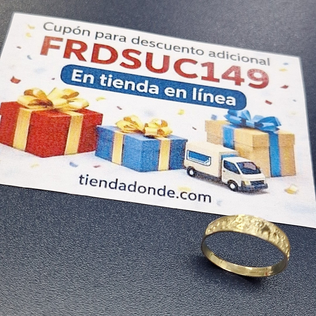 ANILLOS ARGOLLA DE LA SUERTE 10K TALLA 8 1.2 GR (NUEVO)