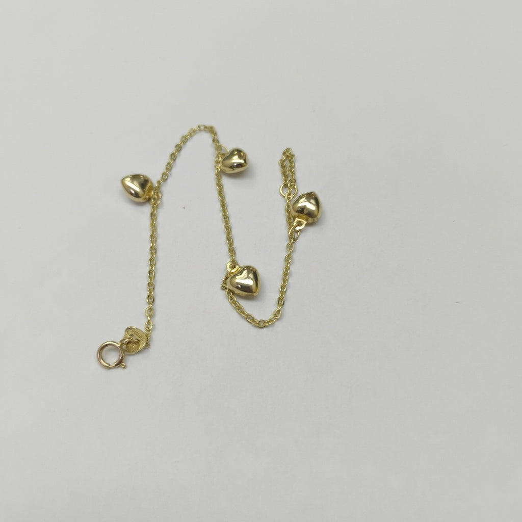 PULSERA ESP CON FIG CORAZONES 14K 18 CM 1.8 GR (NUEVO)