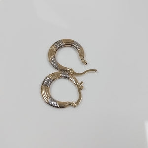 ARETES TEJIDO ARRACADAS COMBINADAS HUECAS 14K 1.9 GR (NUEVO)