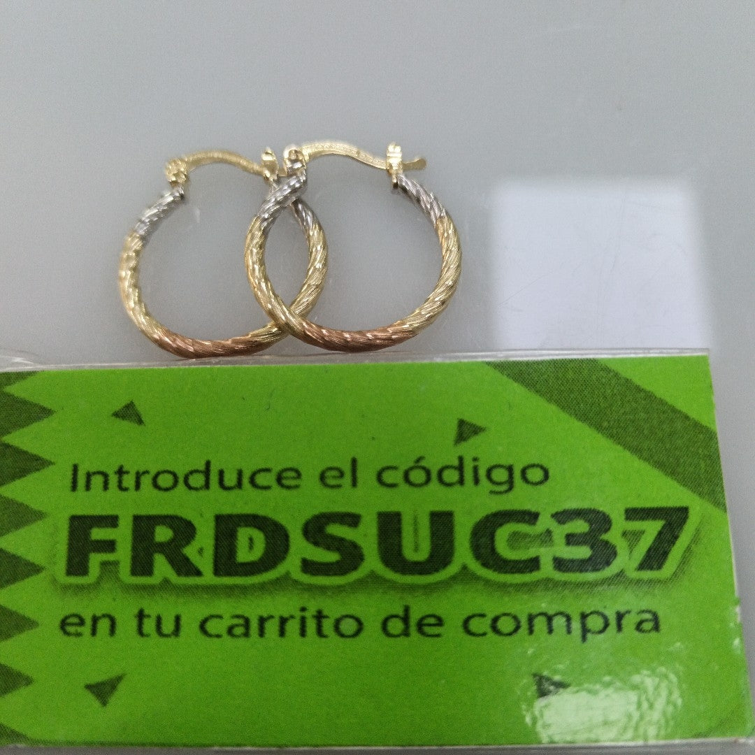 ARETES TEJIDO ARRACADAS TZL COMBINADAS 14K 1.8 GR (NUEVO)