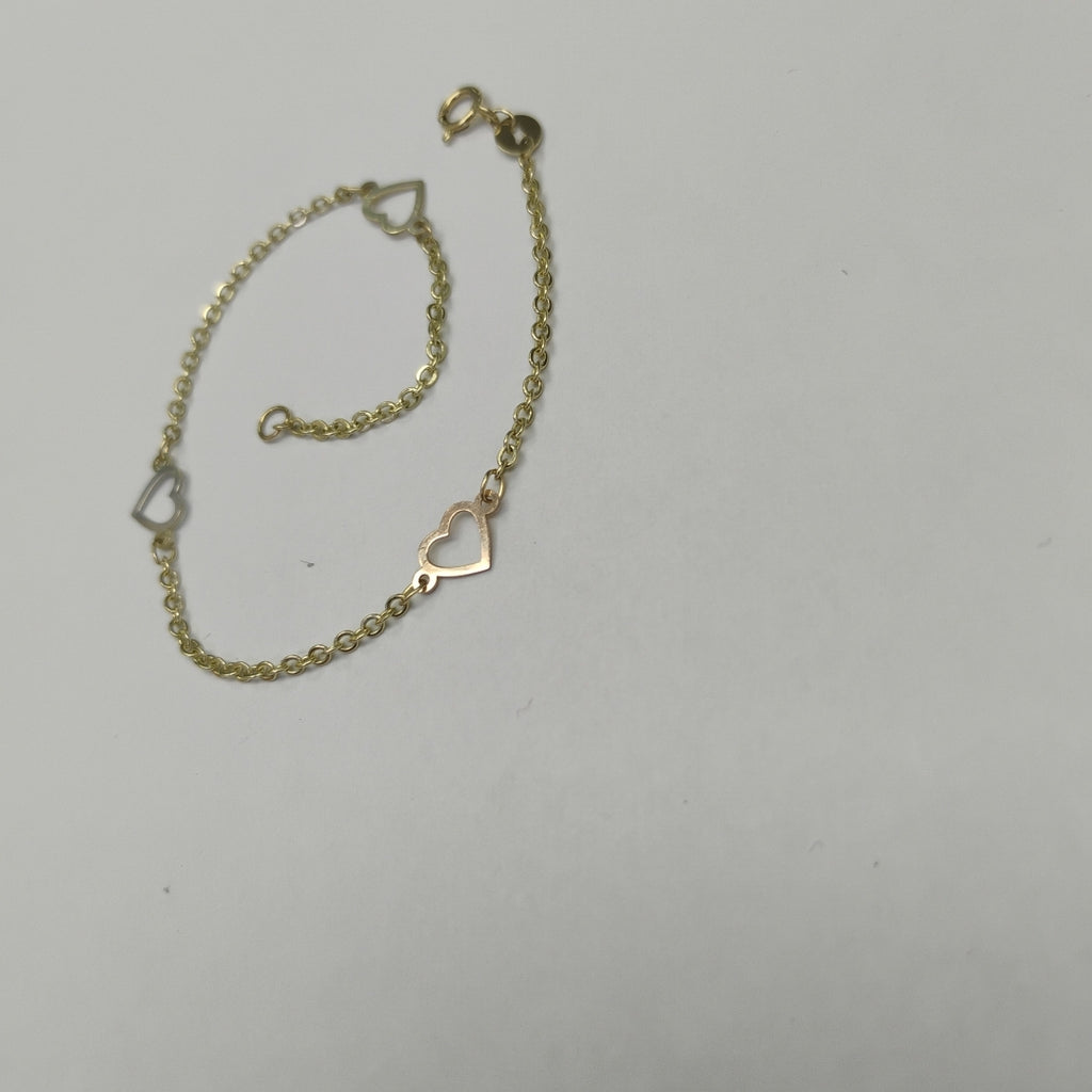PULSERA ESPECIAL CON CORAZONES 14K 18 CM 1.3 GR (NUEVO)
