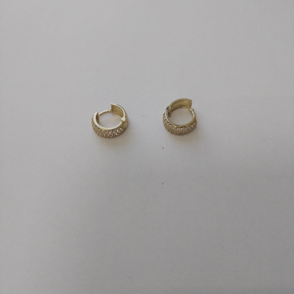 ARETES HUGGIE CON CIRCONIAS 14K 2.1 GR (NUEVO)
