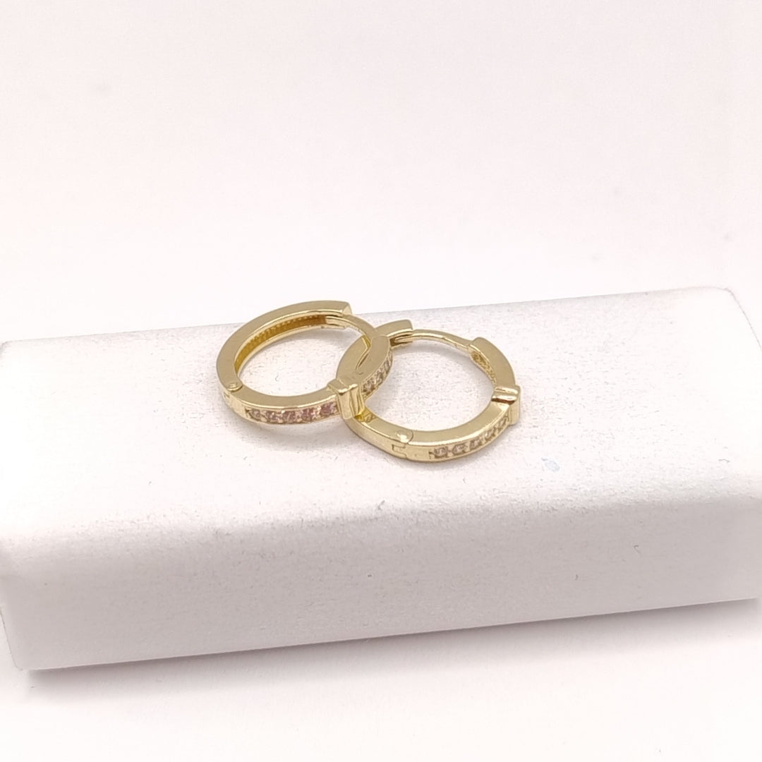 ARETES HUGGIES C CIRCONIA 14K 2 GR (NUEVO)