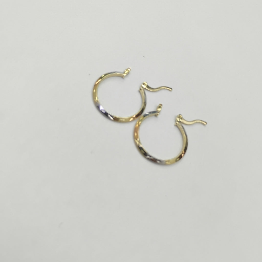ARETES TEJIDO ARRACADAS BISELADAS COMBINADAS 14K 1.4 GR (NUEVO)