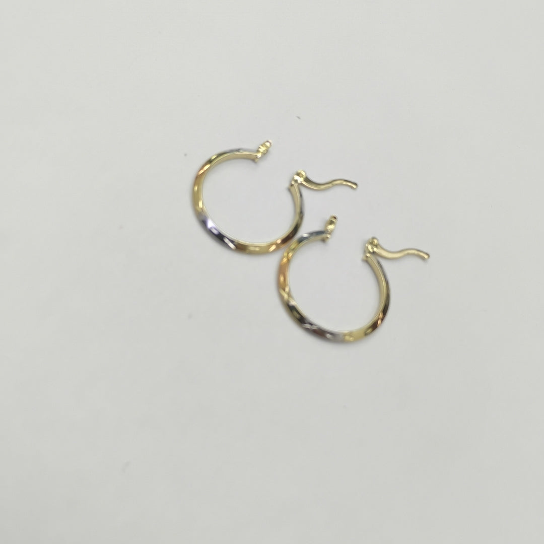 ARETES TEJIDO ARRACADAS BISELADAS COMBINADAS 14K 1.4 GR (NUEVO)