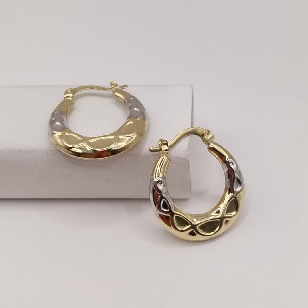 ARETES ARRACADAS COMBINADAS CON INFINITO 14K 2.3 GR (NUEVO)