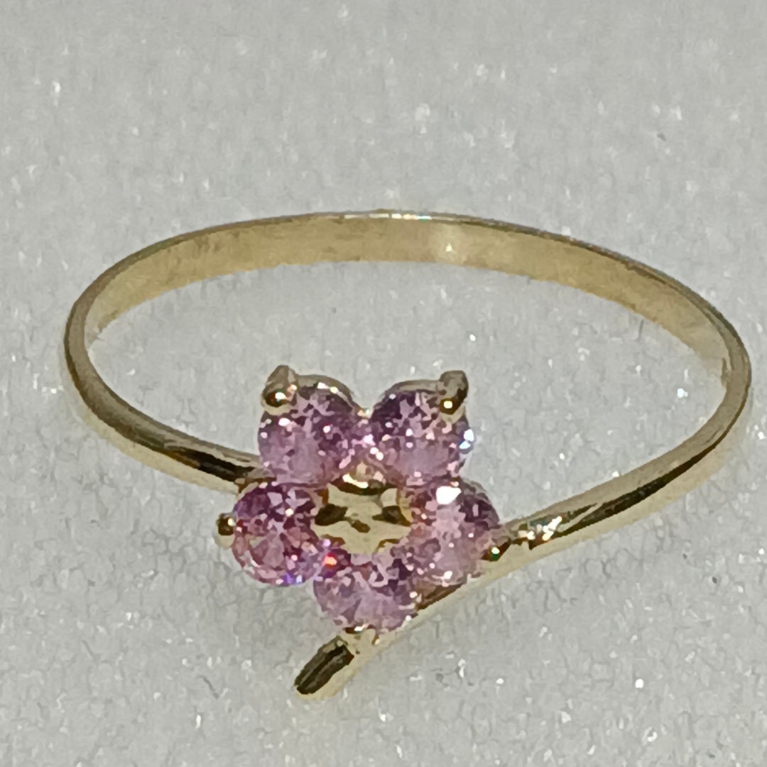 ANILLOS FIG FLOR PIEDRAS COL 14K TALLA 7 0.9 GR (NUEVO)