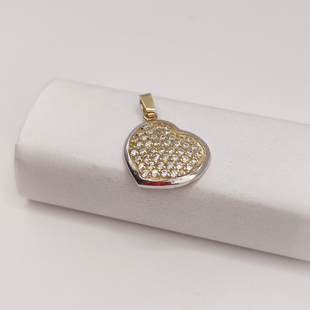 DIJE CORAZON CON CIRCONIAS 14K 1.8 GR (NUEVO)